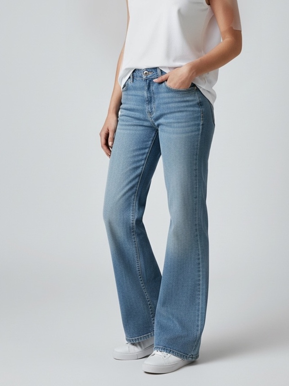 Lacoste Women's Wide Leg Flare Jeans Blue Denim Size 30